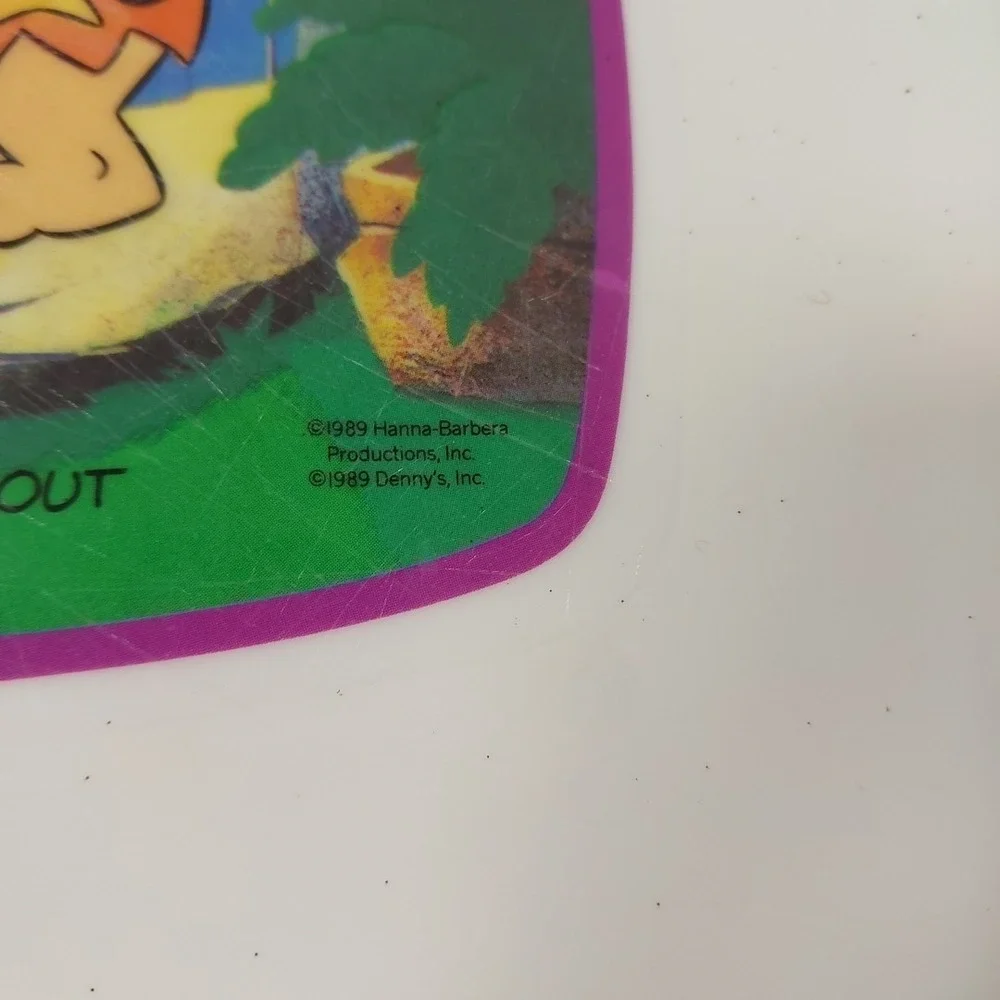 VTG 1989 Denny's Flintstones‎ Plates 'Putting Out Cat'